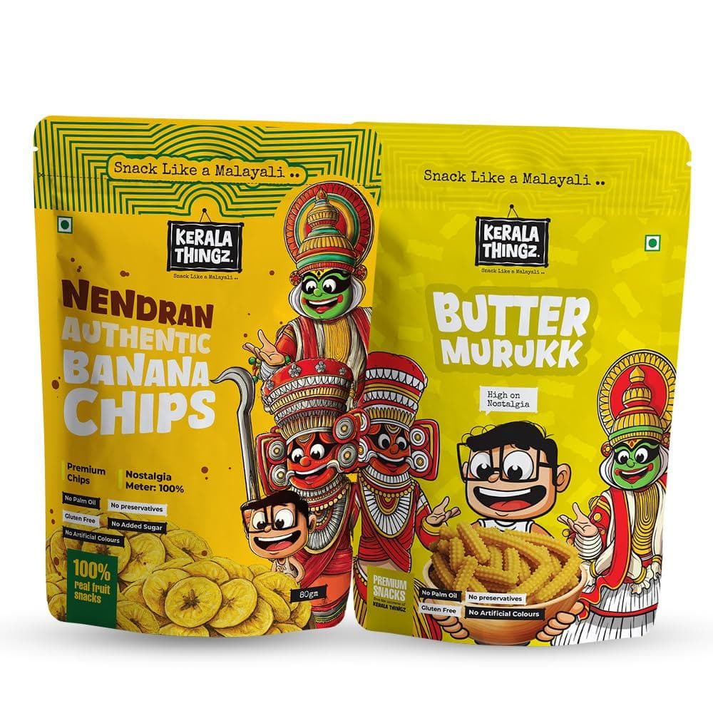 Authentic Banana Chips (100g) & Butter Murukku (150 g) Combo
