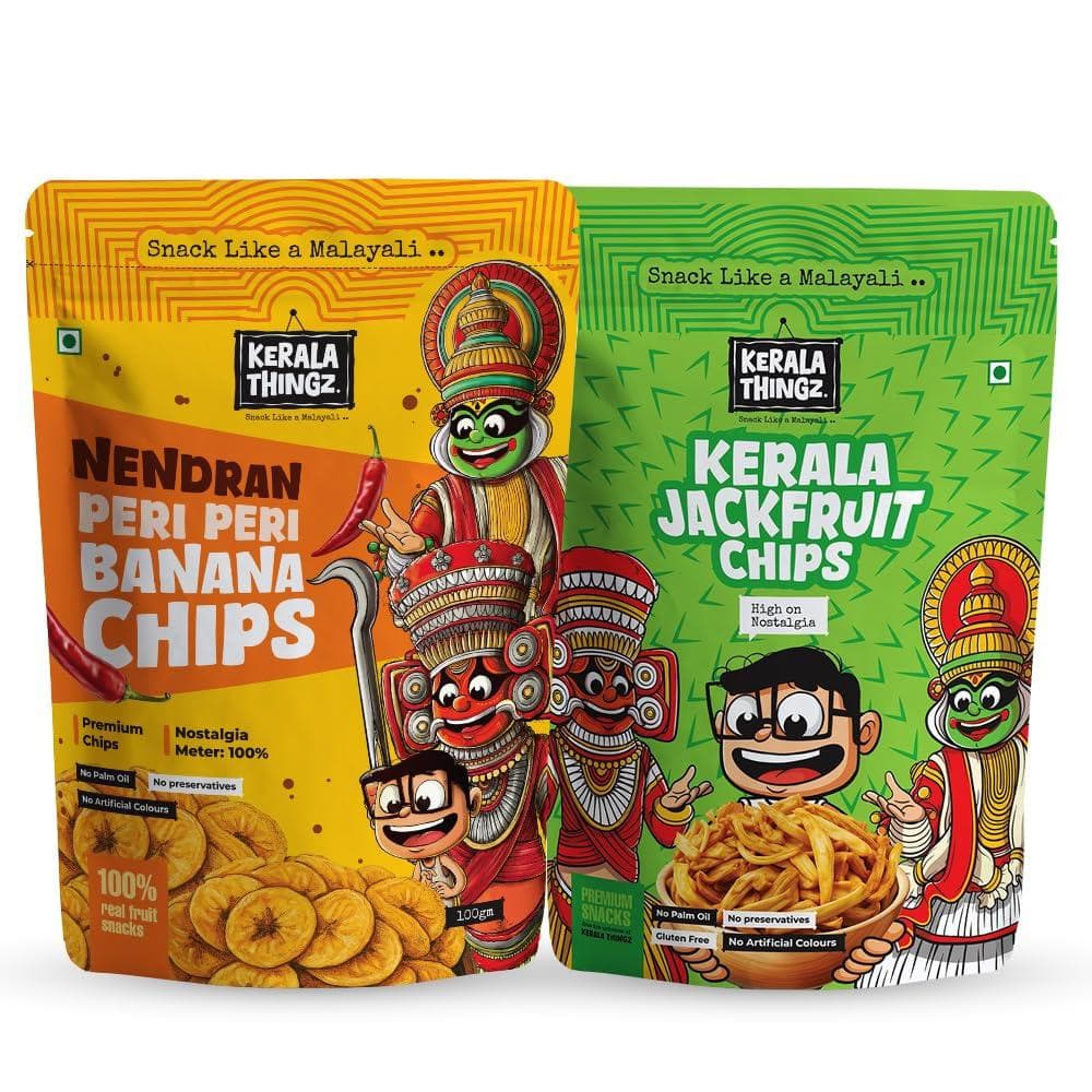 Peri Peri Banana Chips (100g) + Jackfruit Chips (150g) | Combo 250g