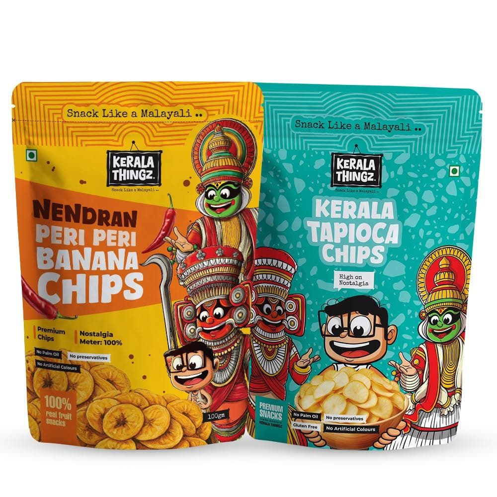 Peri Peri Banana Chips (100g) + Tapioca Chips (80g) | Combo 180g
