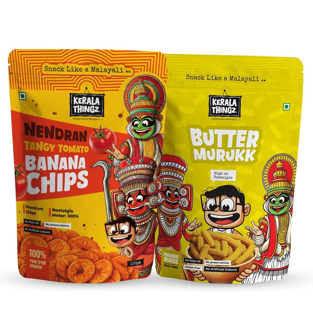 Tangy Tomato Banana Chips (100g) + Butter Murukku (150g) | Combo 250g