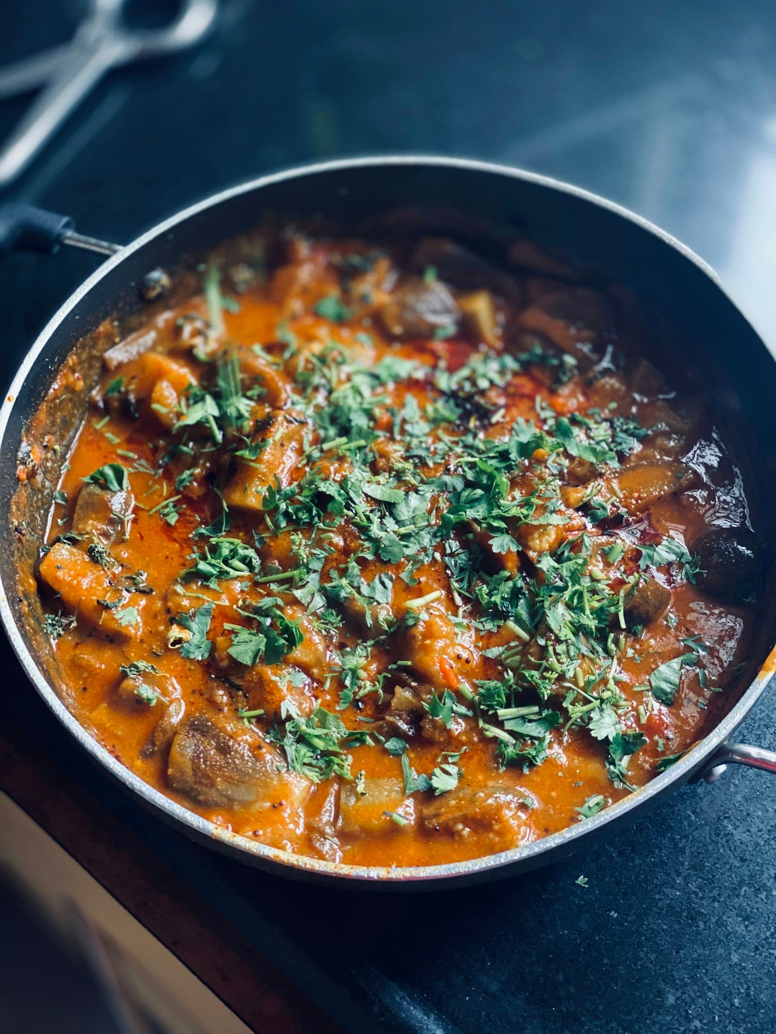 Homemade meal cooked fresh in a kitchen pan